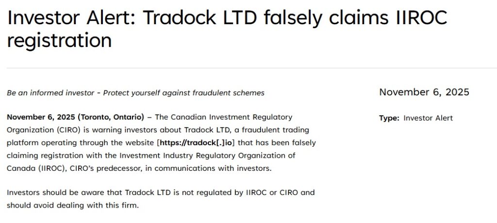 tradock ciro warning