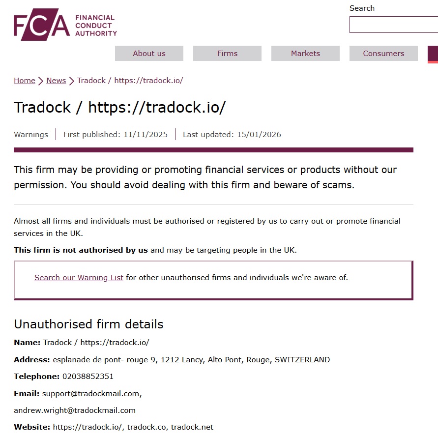 tradock fca warning