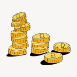 Stacked coins sticker, finance illustration