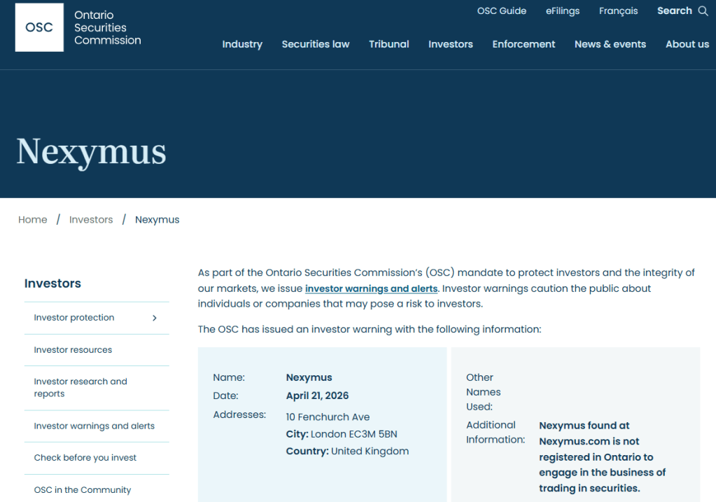Nexymus OSC warning